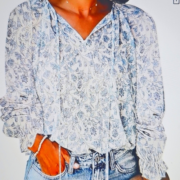 Dokotoo Tops - Dokotoo Floral Blue Blouse Top Size Large Worn 1 Time